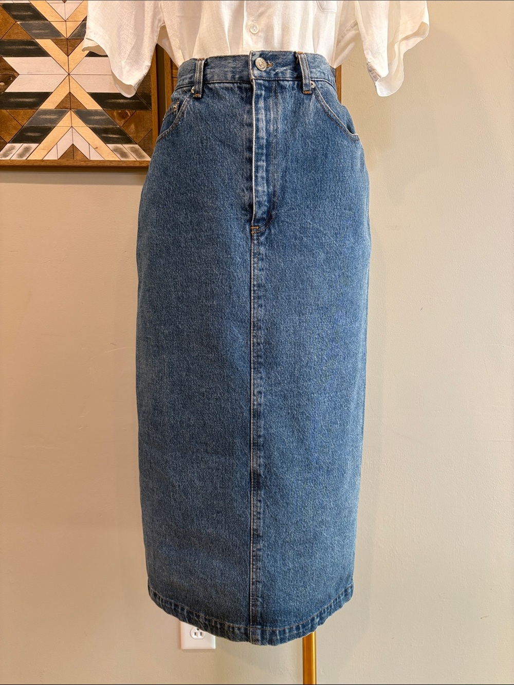 Vintage Ralph Lauren Country 90s Long Denim Blue Jean Skirt size 8 - Picture 2 of 14
